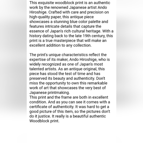 Vintage/antique Woodblock authenticated print‎ by Hiroshige Ando - Picture 14 of 14